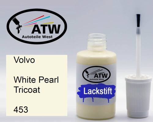 Volvo, White Pearl Tricoat, 453: 20ml Lackstift, von ATW Autoteile West.